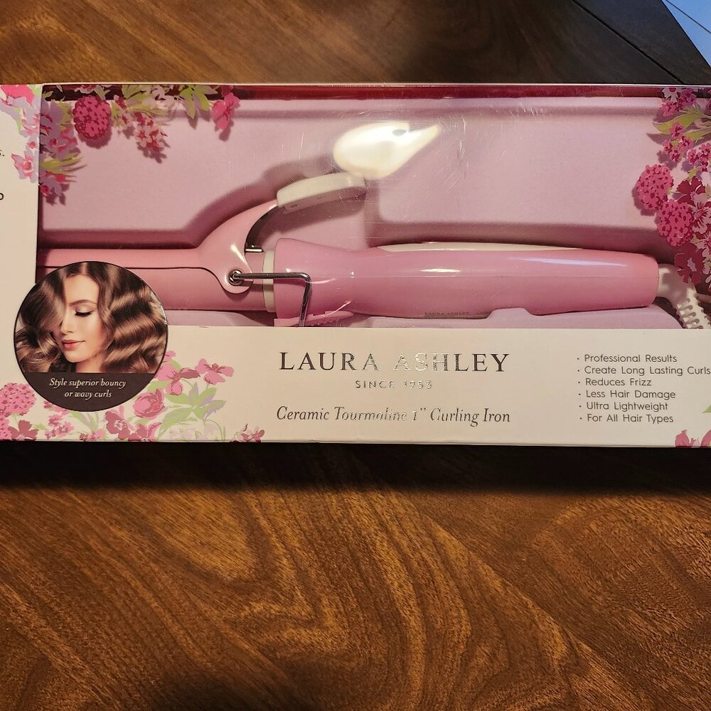 Laura Ashley Tourmaline Ceramic Spiral Curling Wand Rose Gold All Hair Types NEW